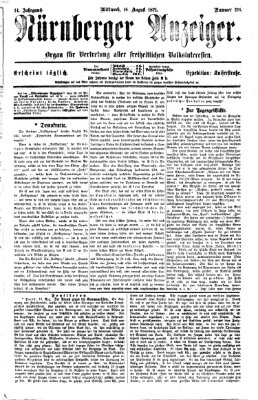 Nürnberger Anzeiger Mittwoch 16. August 1871