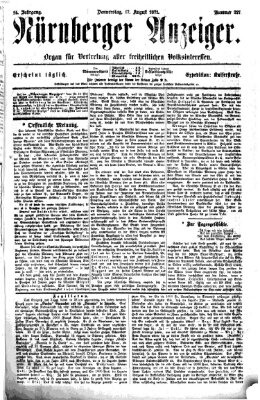 Nürnberger Anzeiger Donnerstag 17. August 1871