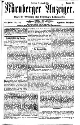 Nürnberger Anzeiger Samstag 19. August 1871