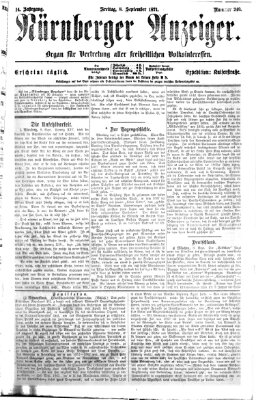 Nürnberger Anzeiger Freitag 8. September 1871