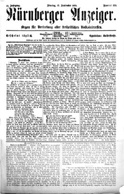 Nürnberger Anzeiger Dienstag 12. September 1871