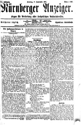 Nürnberger Anzeiger Sonntag 17. September 1871