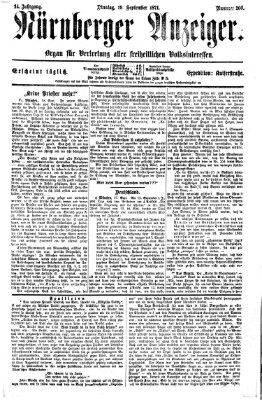 Nürnberger Anzeiger Dienstag 19. September 1871