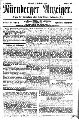 Nürnberger Anzeiger Mittwoch 27. September 1871