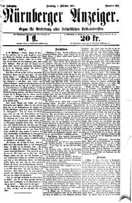 Nürnberger Anzeiger Sonntag 1. Oktober 1871