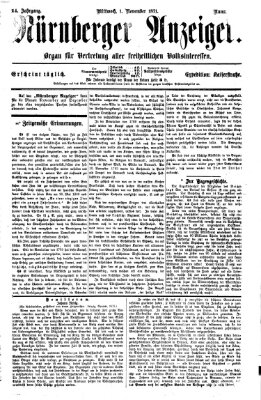 Nürnberger Anzeiger Mittwoch 1. November 1871