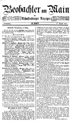 Beobachter am Main und Aschaffenburger Anzeiger Donnerstag 17. August 1871