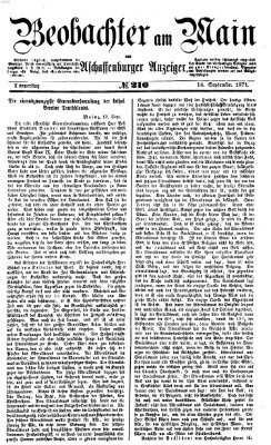 Beobachter am Main und Aschaffenburger Anzeiger Donnerstag 14. September 1871