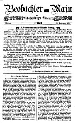 Beobachter am Main und Aschaffenburger Anzeiger Mittwoch 27. September 1871