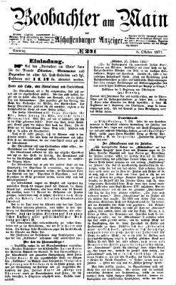 Beobachter am Main und Aschaffenburger Anzeiger Sonntag 8. Oktober 1871