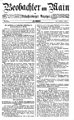 Beobachter am Main und Aschaffenburger Anzeiger Samstag 14. Oktober 1871