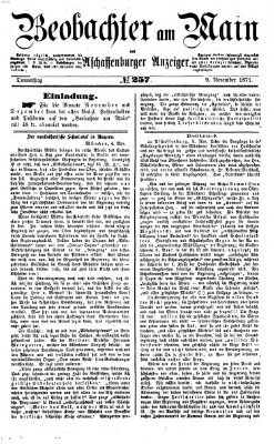 Beobachter am Main und Aschaffenburger Anzeiger Donnerstag 9. November 1871