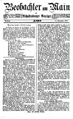 Beobachter am Main und Aschaffenburger Anzeiger Sonntag 19. November 1871