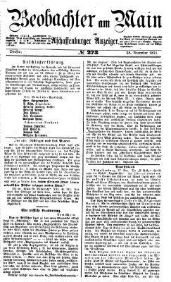 Beobachter am Main und Aschaffenburger Anzeiger Dienstag 28. November 1871