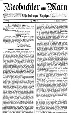 Beobachter am Main und Aschaffenburger Anzeiger Freitag 1. Dezember 1871