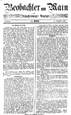 Beobachter am Main und Aschaffenburger Anzeiger Sonntag 10. Dezember 1871