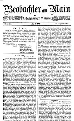 Beobachter am Main und Aschaffenburger Anzeiger Donnerstag 14. Dezember 1871