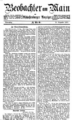 Beobachter am Main und Aschaffenburger Anzeiger Donnerstag 21. Dezember 1871