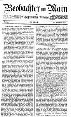 Beobachter am Main und Aschaffenburger Anzeiger Freitag 22. Dezember 1871