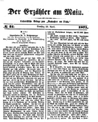 Der Erzähler am Main (Beobachter am Main und Aschaffenburger Anzeiger) Samstag 29. April 1871