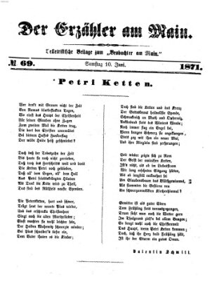 Der Erzähler am Main (Beobachter am Main und Aschaffenburger Anzeiger) Samstag 10. Juni 1871