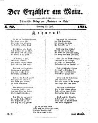 Der Erzähler am Main (Beobachter am Main und Aschaffenburger Anzeiger) Samstag 22. Juli 1871