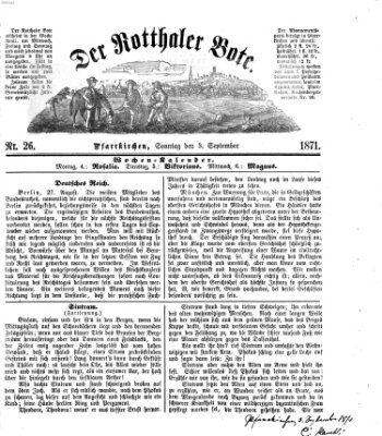 Rottaler Bote Sonntag 3. September 1871