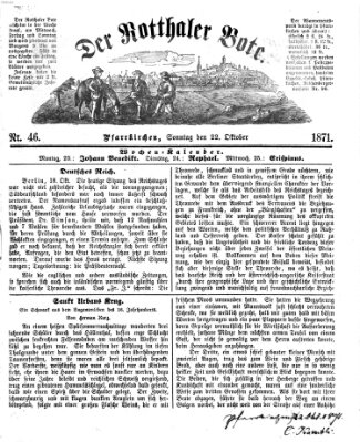 Rottaler Bote Sonntag 22. Oktober 1871