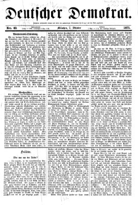 Deutscher Demokrat (Pfälzische Volkszeitung) Samstag 7. Oktober 1871