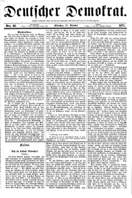 Deutscher Demokrat (Pfälzische Volkszeitung) Samstag 21. Oktober 1871