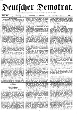 Deutscher Demokrat (Pfälzische Volkszeitung) Samstag 18. November 1871