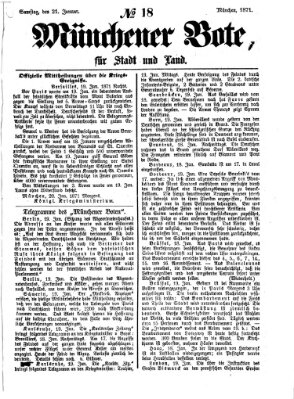 Münchener Bote für Stadt und Land Samstag 21. Januar 1871