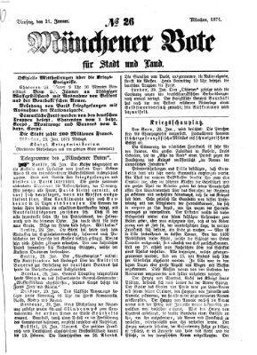 Münchener Bote für Stadt und Land Dienstag 31. Januar 1871