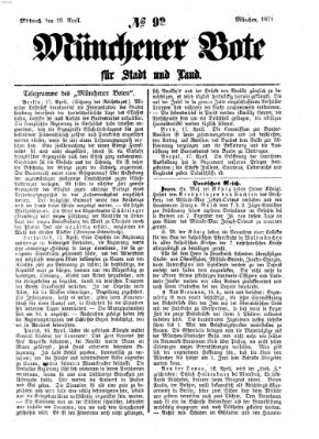 Münchener Bote für Stadt und Land Mittwoch 19. April 1871