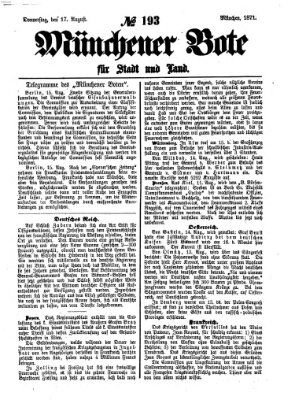 Münchener Bote für Stadt und Land Donnerstag 17. August 1871