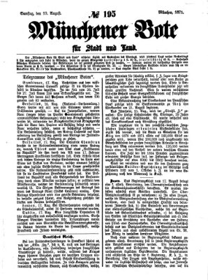 Münchener Bote für Stadt und Land Samstag 19. August 1871