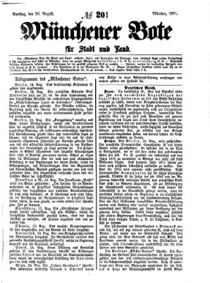 Münchener Bote für Stadt und Land Samstag 26. August 1871