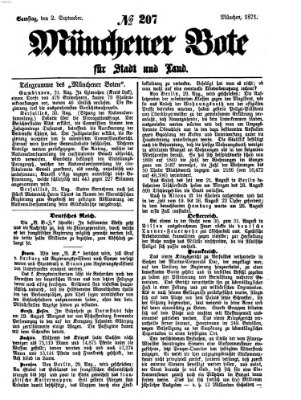 Münchener Bote für Stadt und Land Samstag 2. September 1871