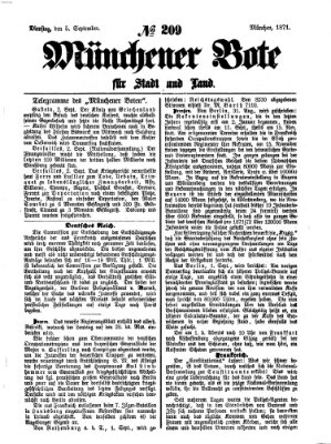 Münchener Bote für Stadt und Land Dienstag 5. September 1871