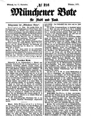 Münchener Bote für Stadt und Land Mittwoch 13. September 1871