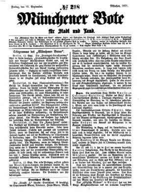 Münchener Bote für Stadt und Land Freitag 15. September 1871