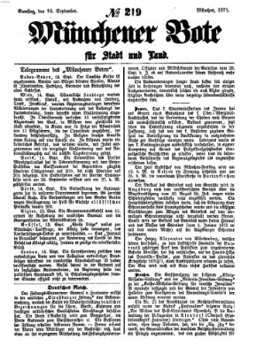 Münchener Bote für Stadt und Land Samstag 16. September 1871