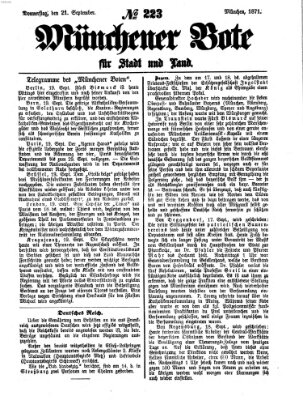 Münchener Bote für Stadt und Land Donnerstag 21. September 1871