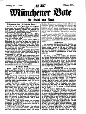 Münchener Bote für Stadt und Land Samstag 7. Oktober 1871