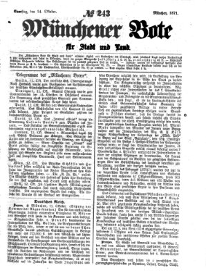 Münchener Bote für Stadt und Land Samstag 14. Oktober 1871