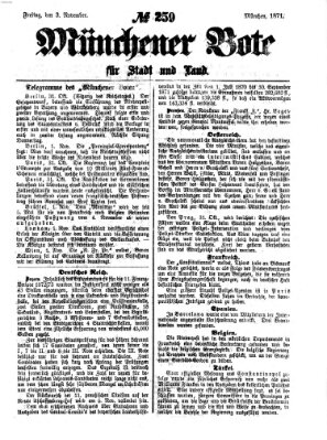 Münchener Bote für Stadt und Land Freitag 3. November 1871