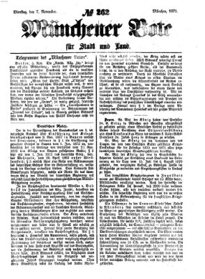 Münchener Bote für Stadt und Land Dienstag 7. November 1871