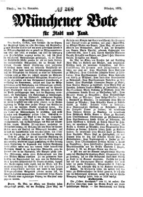 Münchener Bote für Stadt und Land Dienstag 14. November 1871