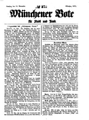 Münchener Bote für Stadt und Land Samstag 18. November 1871