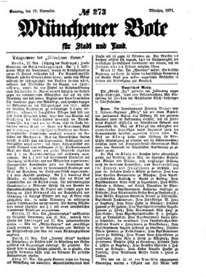 Münchener Bote für Stadt und Land Sonntag 19. November 1871